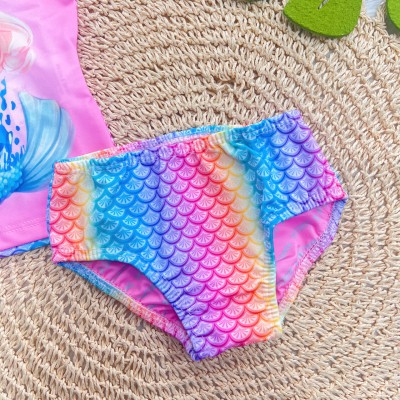 Linha Praia - Blusa com Proteção UV50+, Bucket e Calcinha - Sereia - Colorido